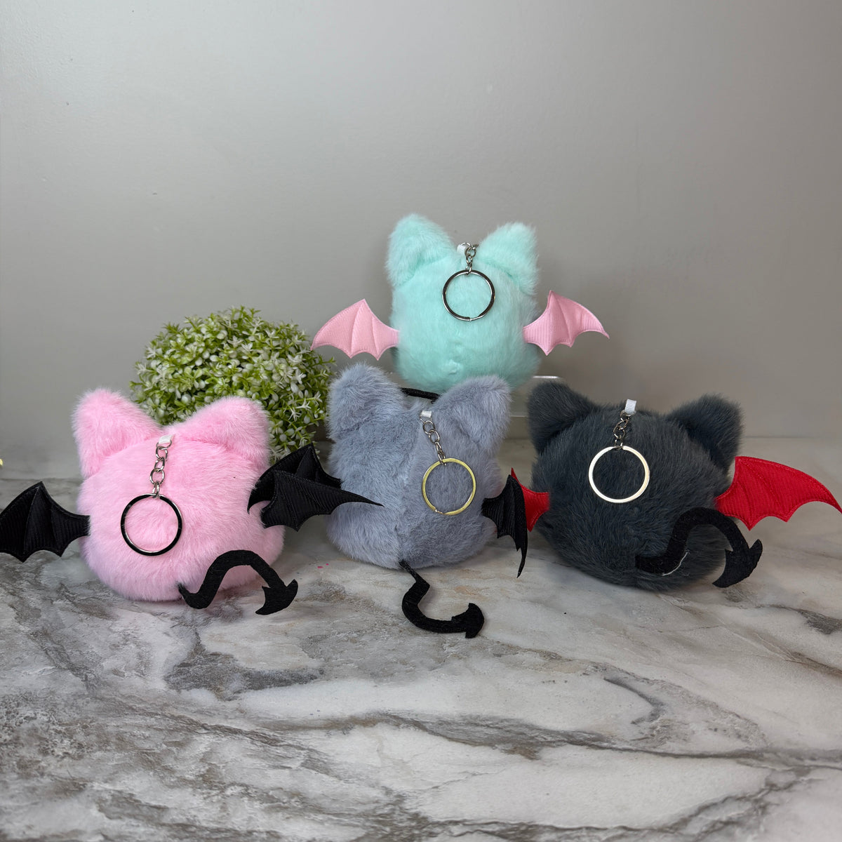 Keychain - Halloween Pom Pom Bat