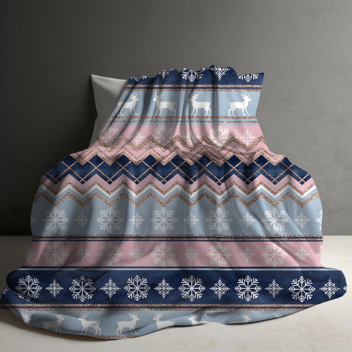 Blanket Christmas - Snowflake Blue Pink - PREORDER
