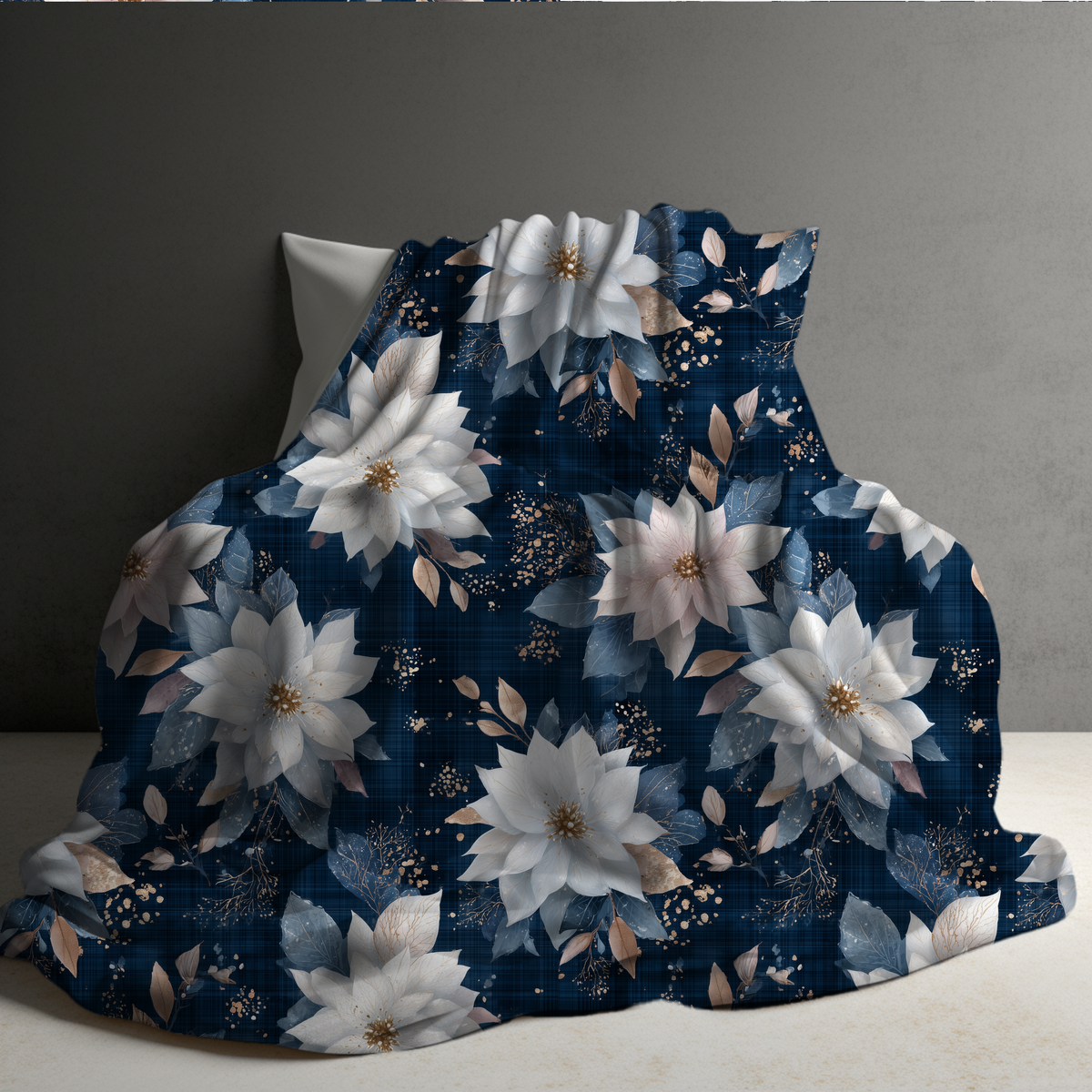 Blanket Christmas - Blue & White Floral - PREORDER