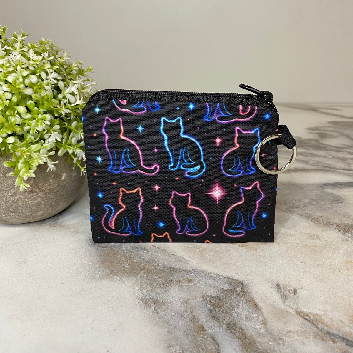 Mini Pouch - Halloween Fall - Neon Cat Outline