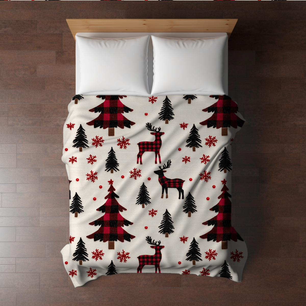 Blanket Christmas - Plaid Deer Trees - PREORDER