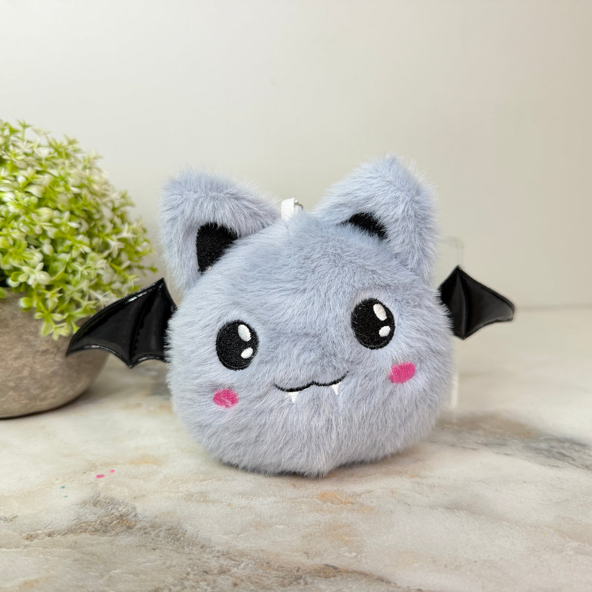 Keychain - Halloween Pom Pom Bat