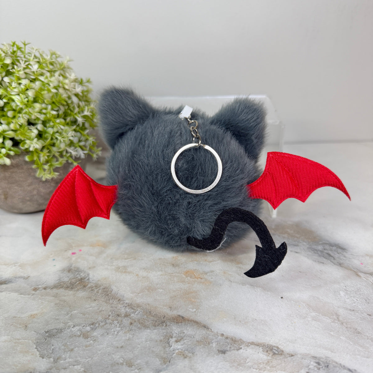 Keychain - Halloween Pom Pom Bat