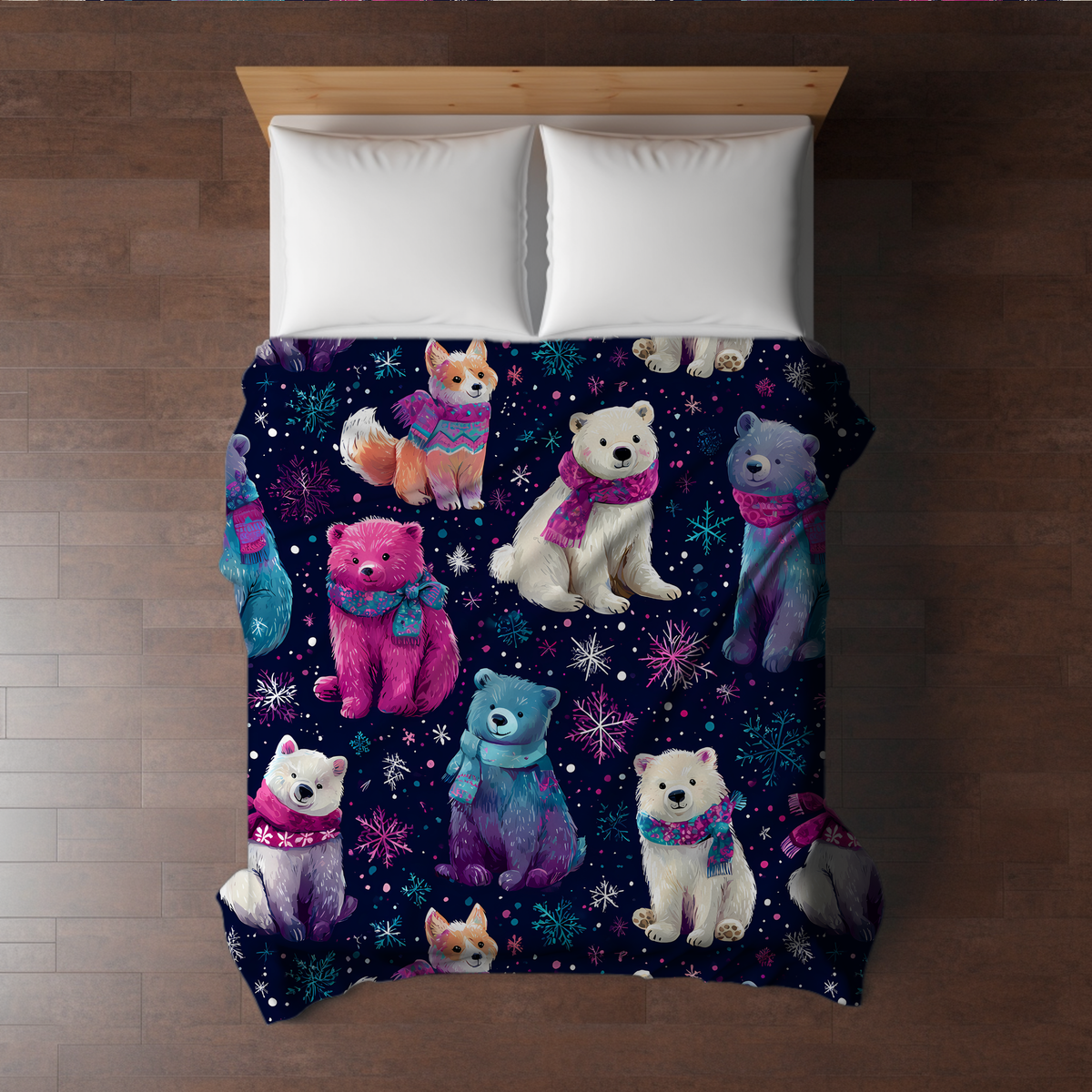 Blanket Christmas - Pink & Purple Polar Bear - PREORDER