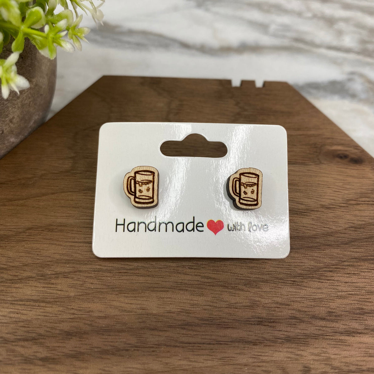 Wooden Stud Earrings - Mug #3