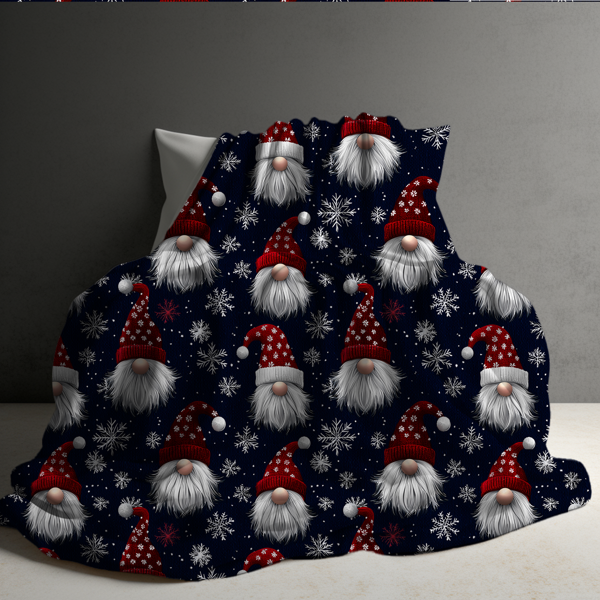 Blanket Christmas - Navy Red Gnomes - PREORDER