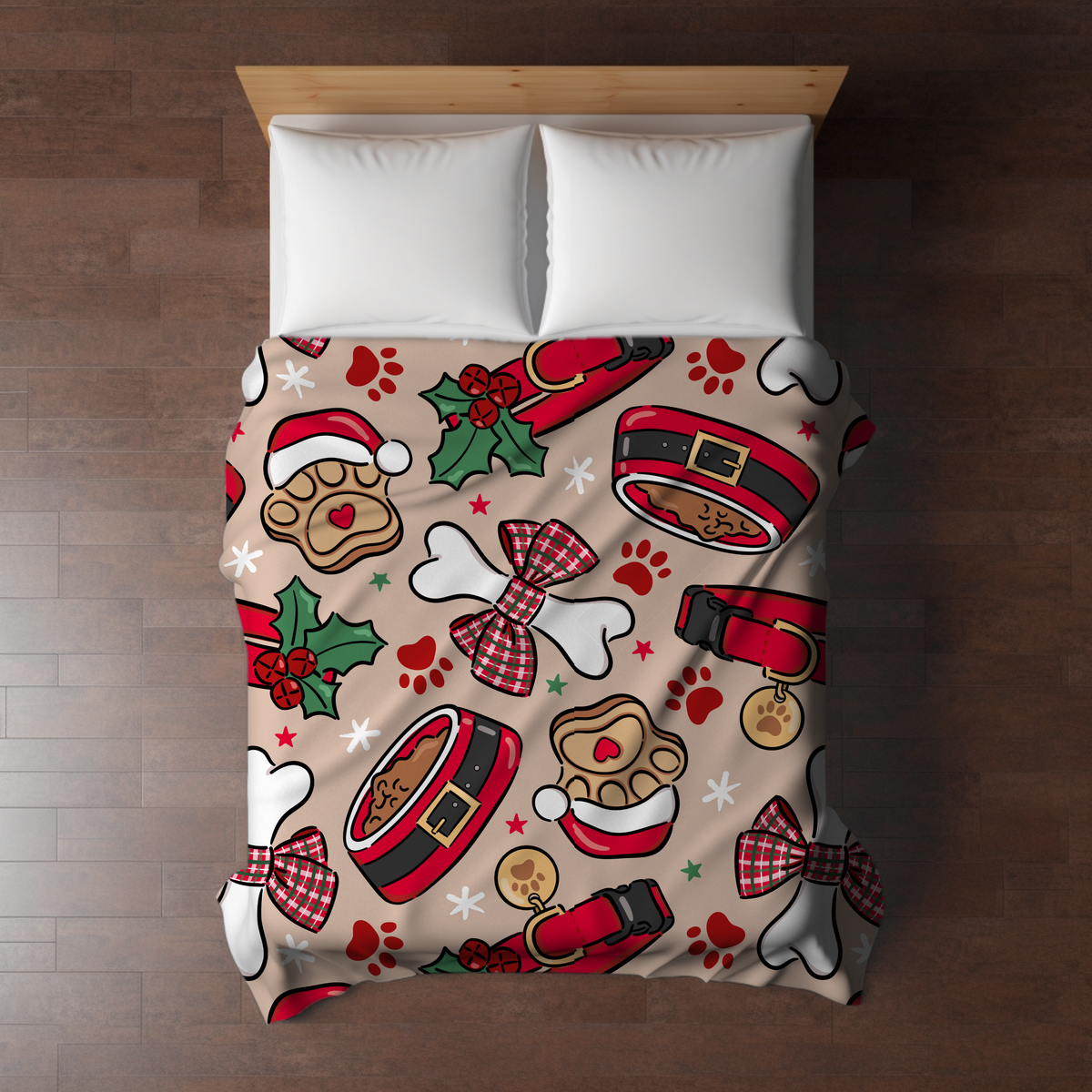 Blanket Christmas - Dog Paw Bone & Bowl - PREORDER