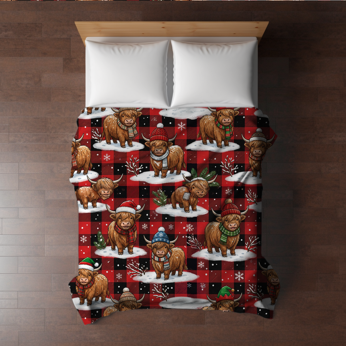 Blanket Christmas - Plaid Highland Cow - PREORDER