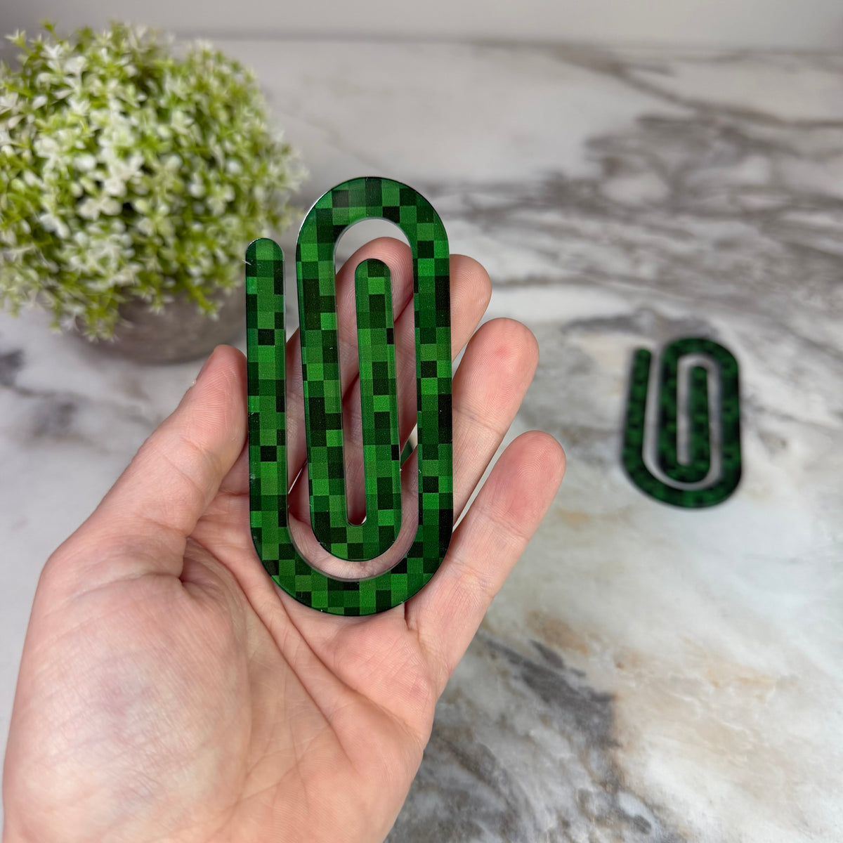 Jumbo Paperclip - Green Squares
