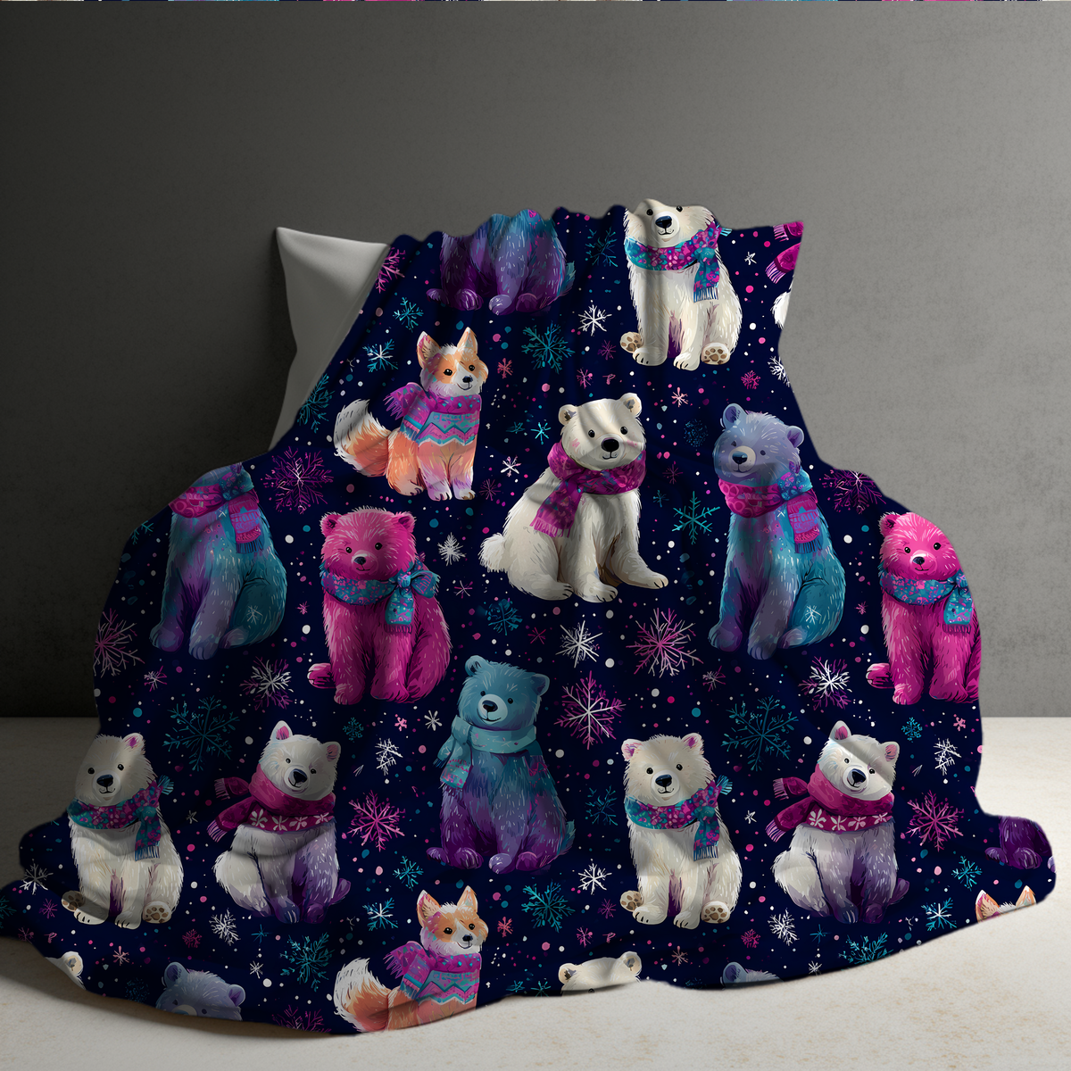 Blanket Christmas - Pink & Purple Polar Bear - PREORDER