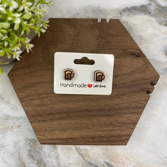 Wooden Stud Earrings - Mug #1