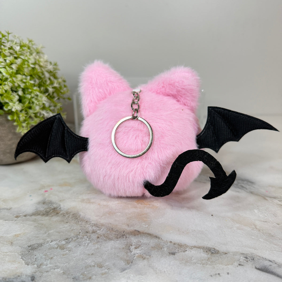 Keychain - Halloween Pom Pom Bat
