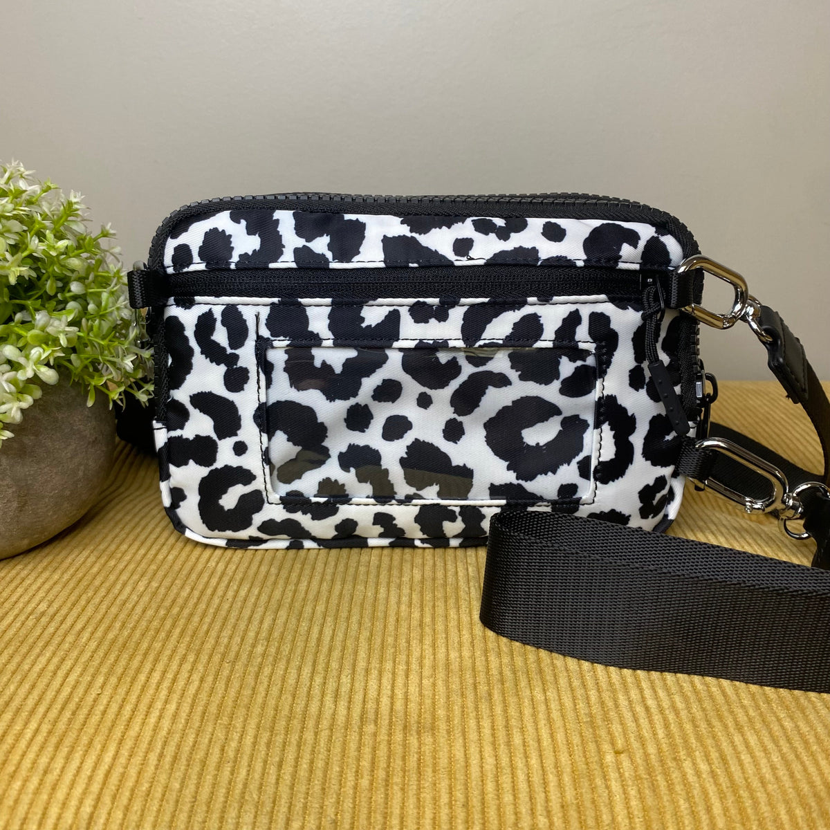 Remi - Nylon Crossbody Animal Print B&W