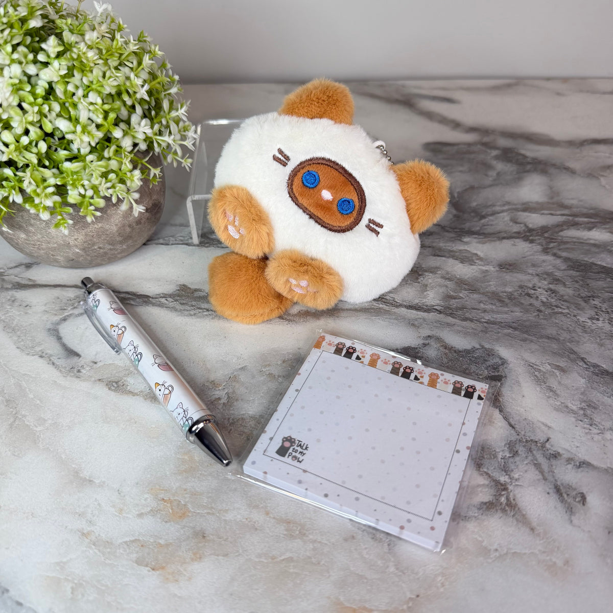 Bundled Set - Cat Pom, Sticky, & Pen