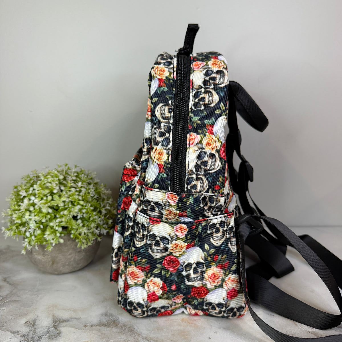 Mini Backpack - Skull Roses