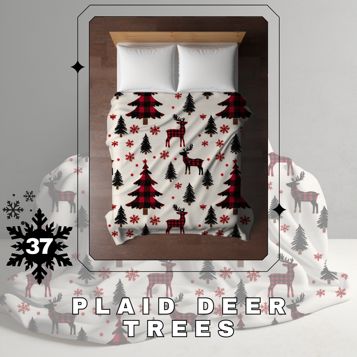 Blanket Christmas - Plaid Deer Trees - PREORDER