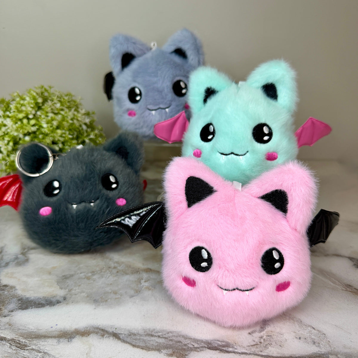 Keychain - Halloween Pom Pom Bat