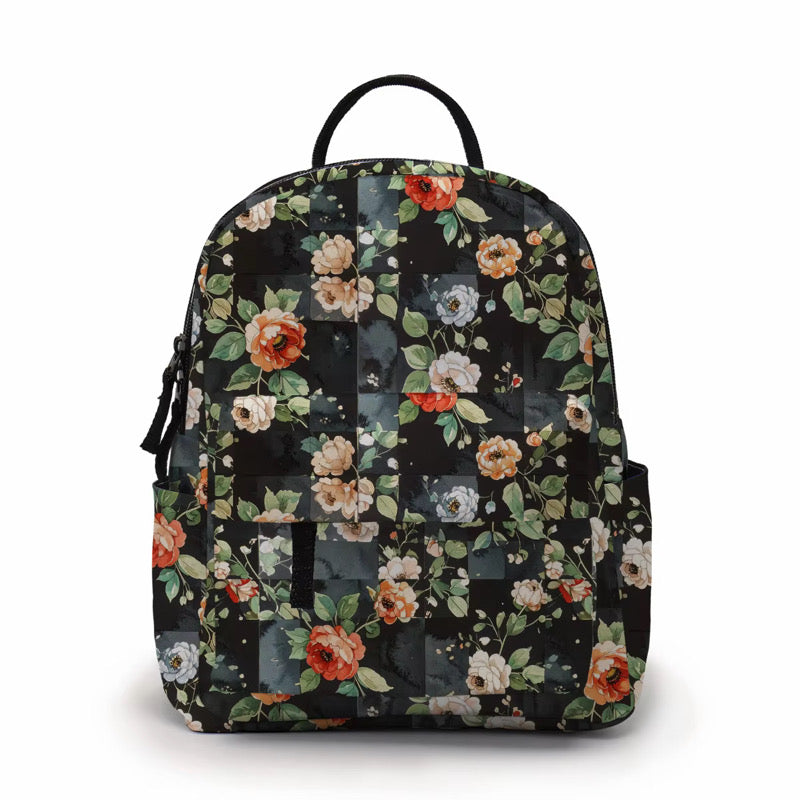 Mini Backpack - Floral On Black