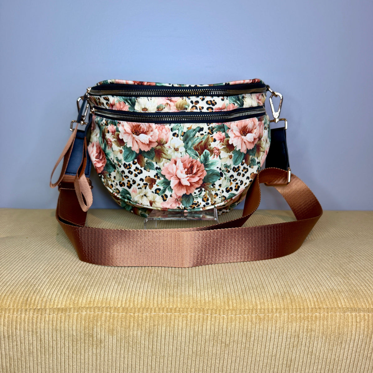 The Roni Nylon Crossbody - Floral Animal Print Bronze