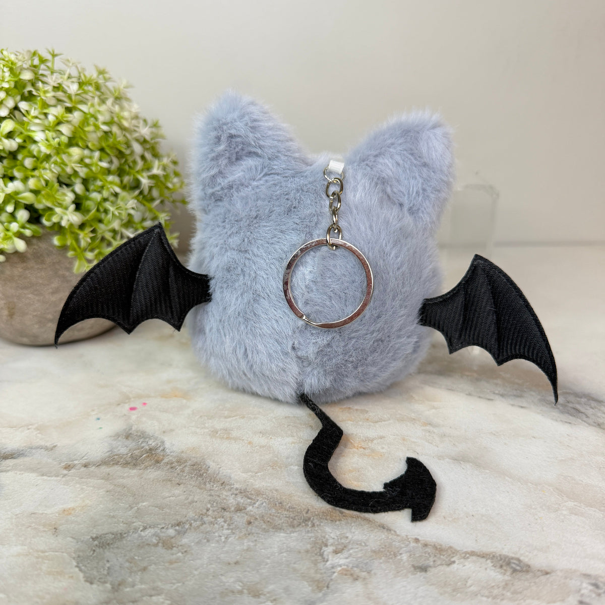 Keychain - Halloween Pom Pom Bat