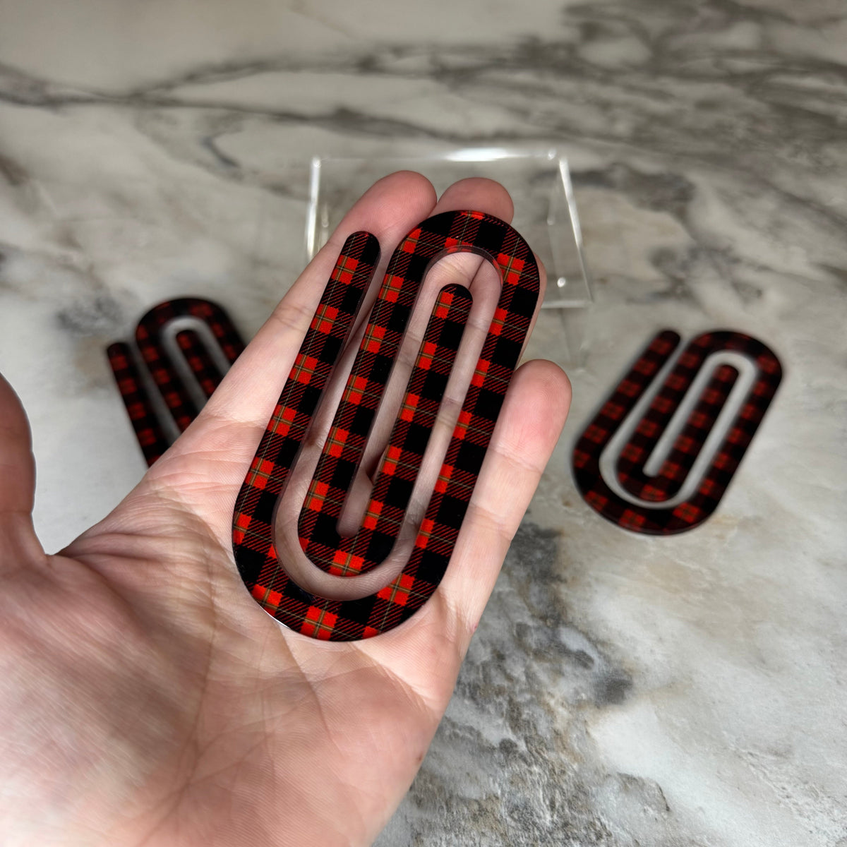 Jumbo Paperclip - Red & Black Plaid
