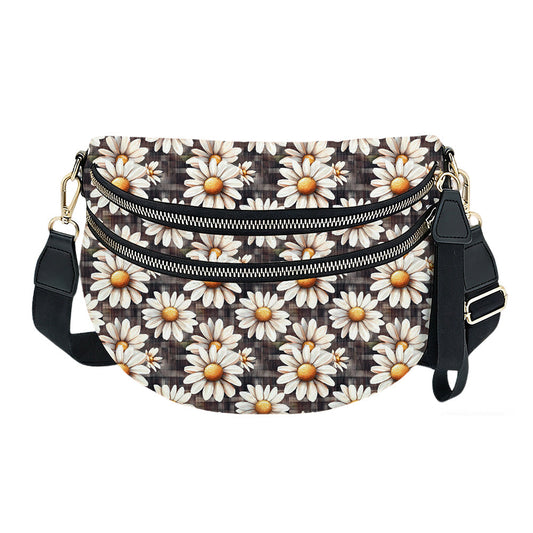 The Roni Nylon Crossbody - Floral Brown Gingham Daisy