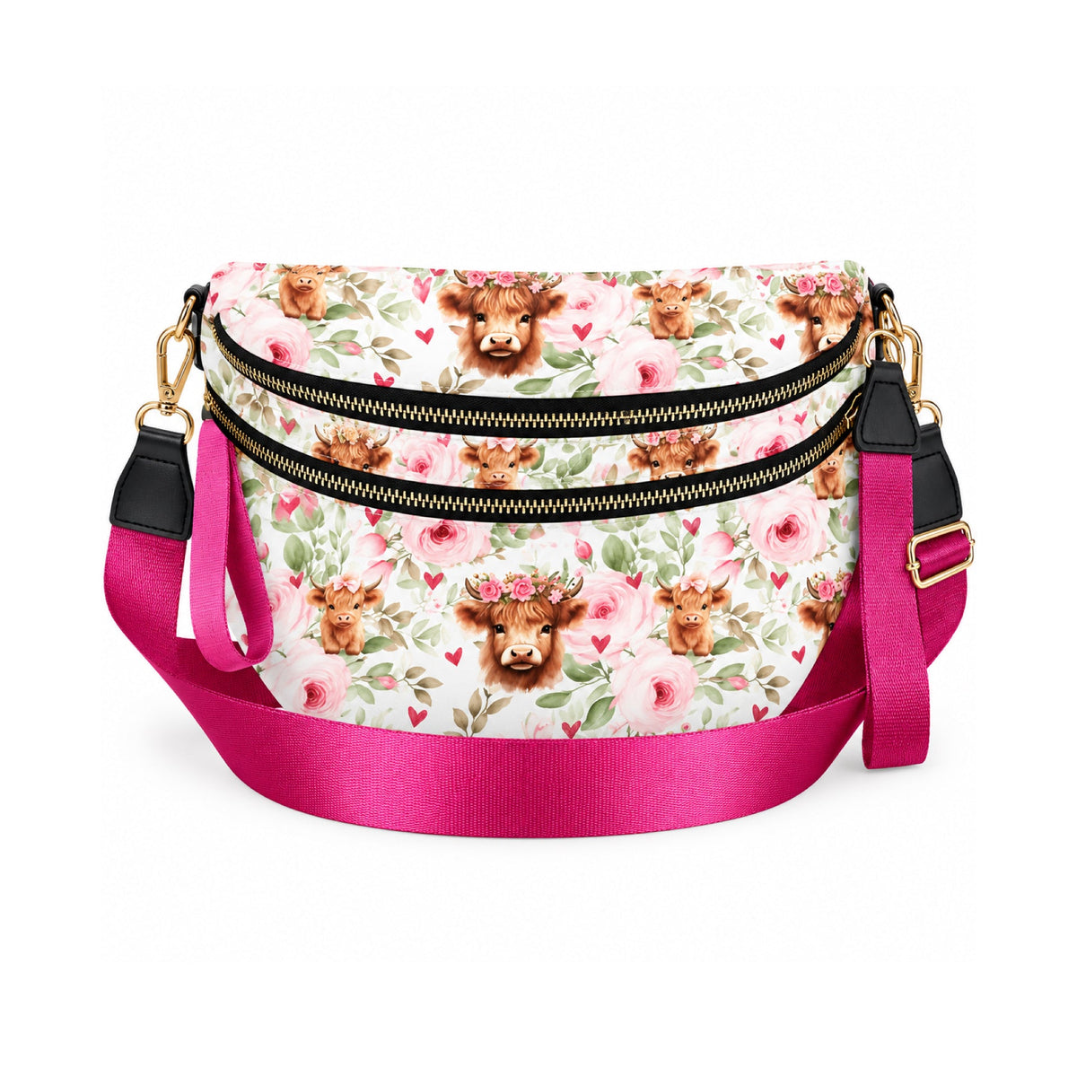The Roni Nylon Crossbody - Highland Cow Pink Floral