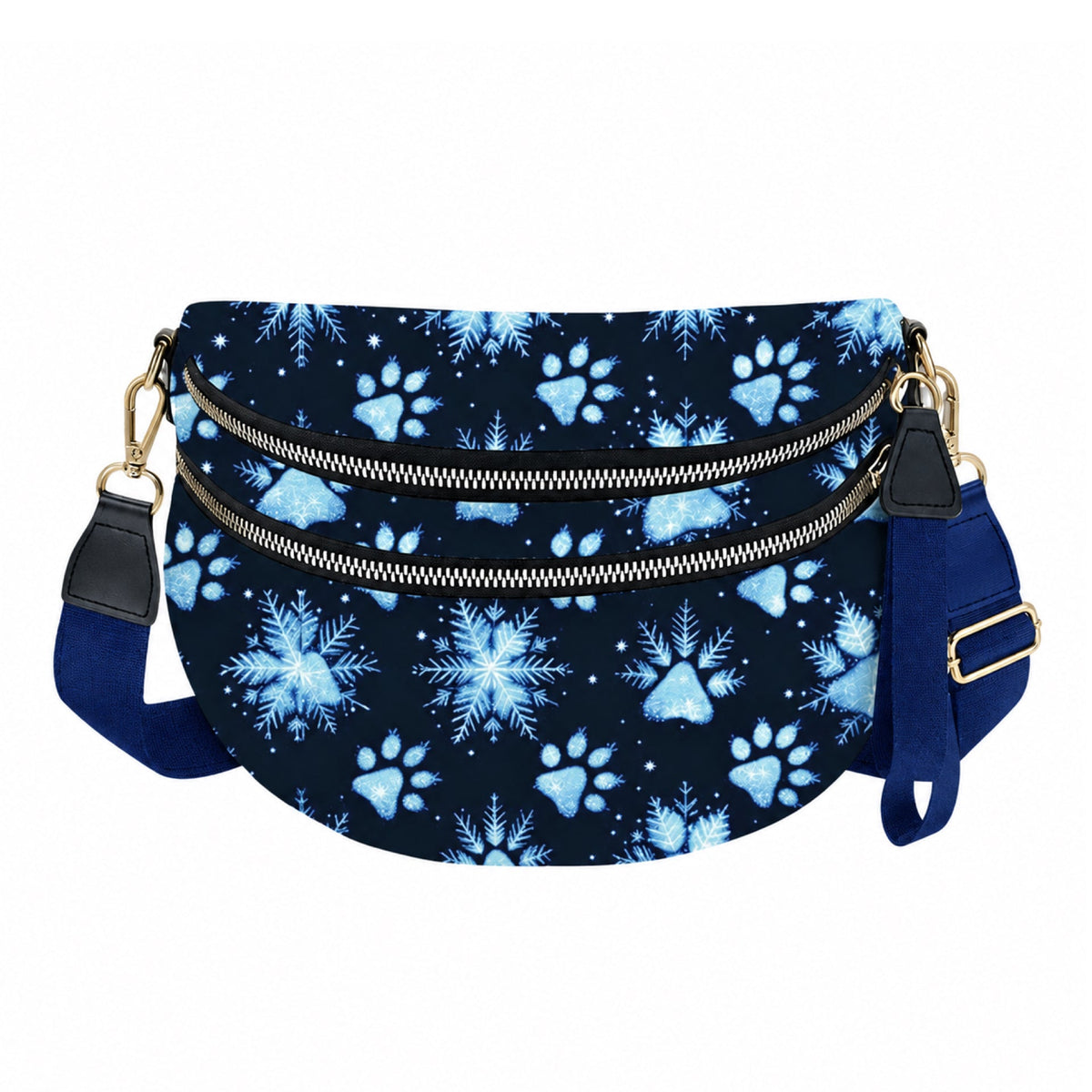 The Roni Nylon Crossbody - Christmas Paw Print Dog Snowflake