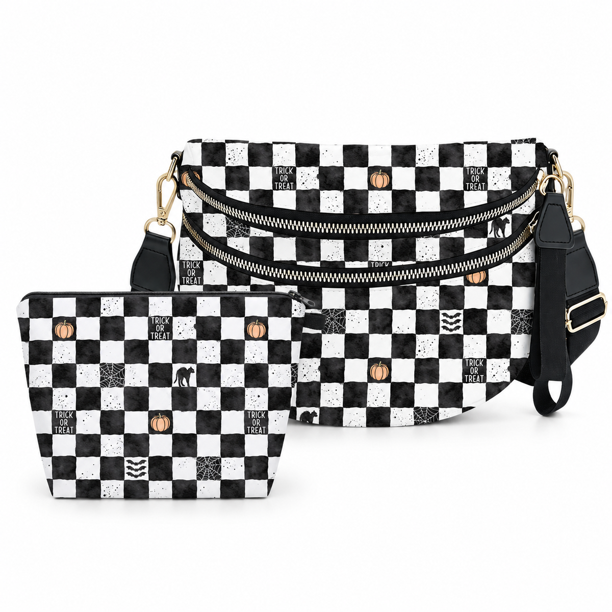 Bundled Set - Roni & XL Pouch - Halloween Trick or Treat Plaid