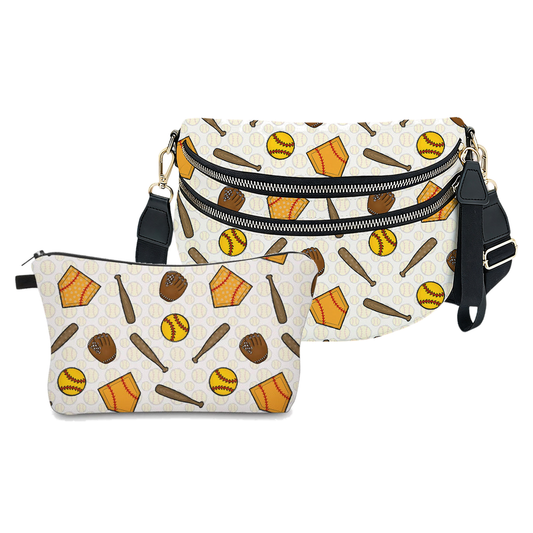 Bundled Set - Roni & Pouch - Softball on White