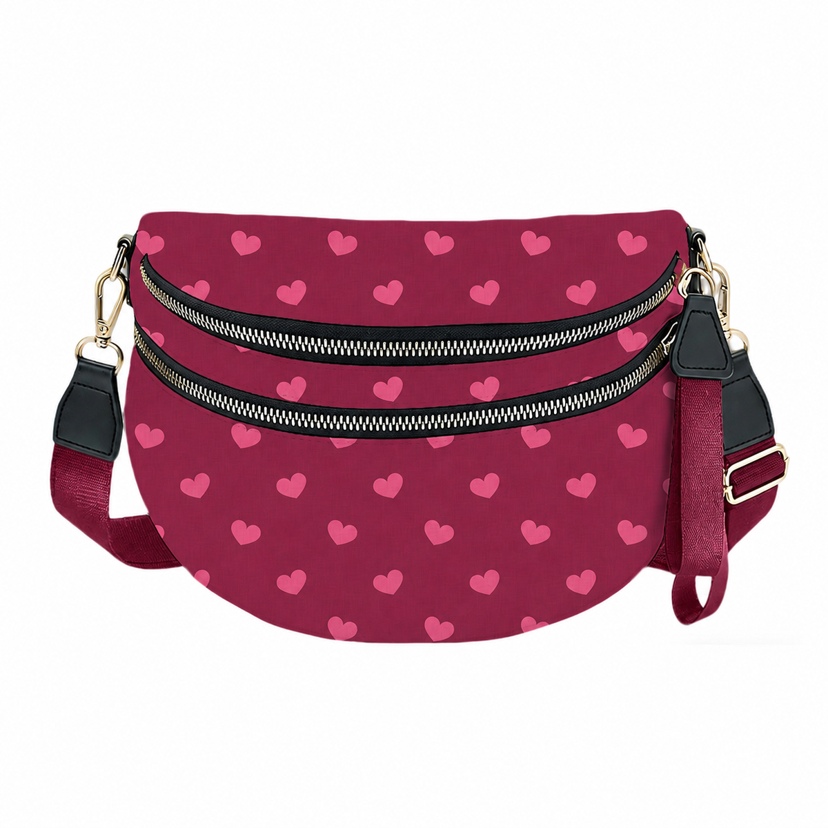 The Roni Nylon Crossbody - Maroon Heart